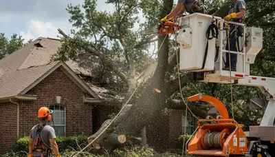 Emergency tree service crew clearing storm-damaged trees in South Burlington, VT