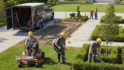 South Burlington, VT tree service crew providing professional landscaping and tree care on a residential property