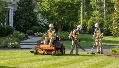 South Burlington, VT lawn care crew maintaining a healthy residential yard