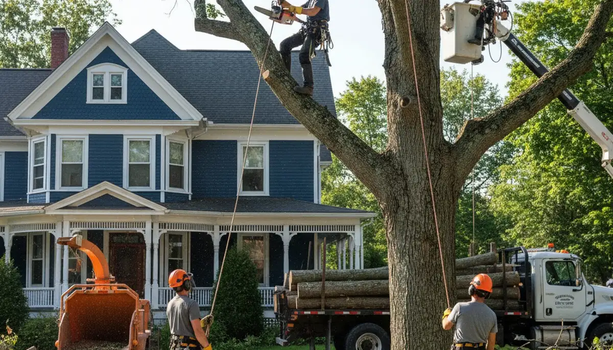 Tree service crew in South Burlington, VT providing professional tree care for local homeowners