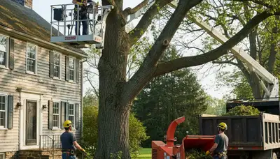 Tree service crew in South Burlington, VT providing professional tree care for local properties
