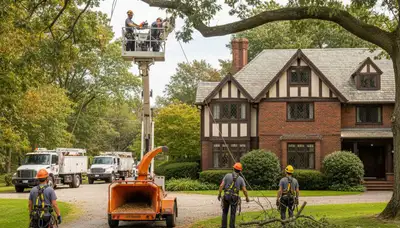 Tree service crew in South Burlington, VT, providing professional tree care for local properties