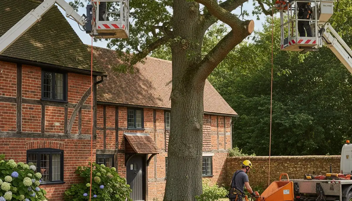 Tree service crew in South Burlington, VT handling professional tree removal and trimming work
