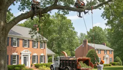 Tree service crew working in South Burlington, VT, providing professional tree care and removal