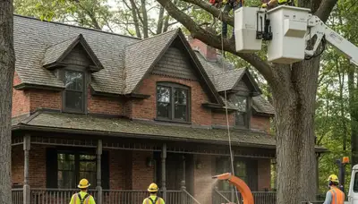 Tree service crew in South Burlington, VT providing professional tree care for local properties