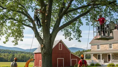 Tree service crew in South Burlington, VT providing professional tree care for homeowners