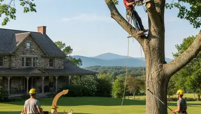 Tree service crew in South Burlington, VT providing professional tree care for local properties