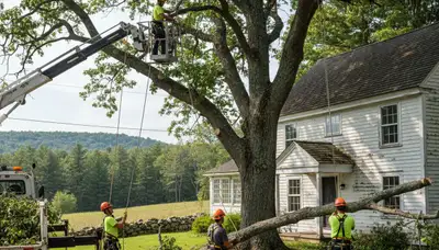 Tree service crew in South Burlington, VT providing professional arborist work
