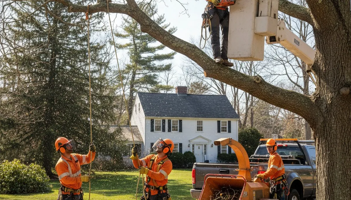 Tree service crew in South Burlington, VT providing professional tree care for local properties