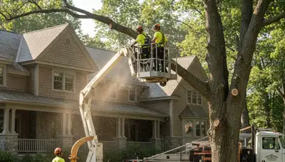 Tree service crew in South Burlington, VT handling professional tree trimming and removal work