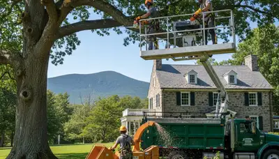 Tree service crew in South Burlington, VT performing professional tree care and removal services