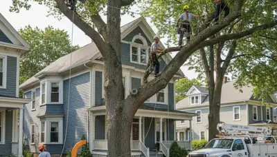 Tree service crew in South Burlington, VT providing professional tree care for local properties